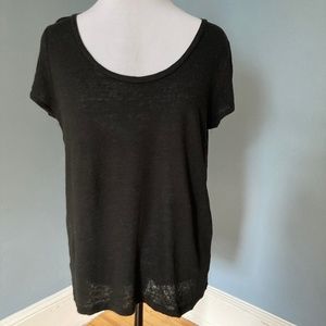 LOFT Black Linen T-Shirt
